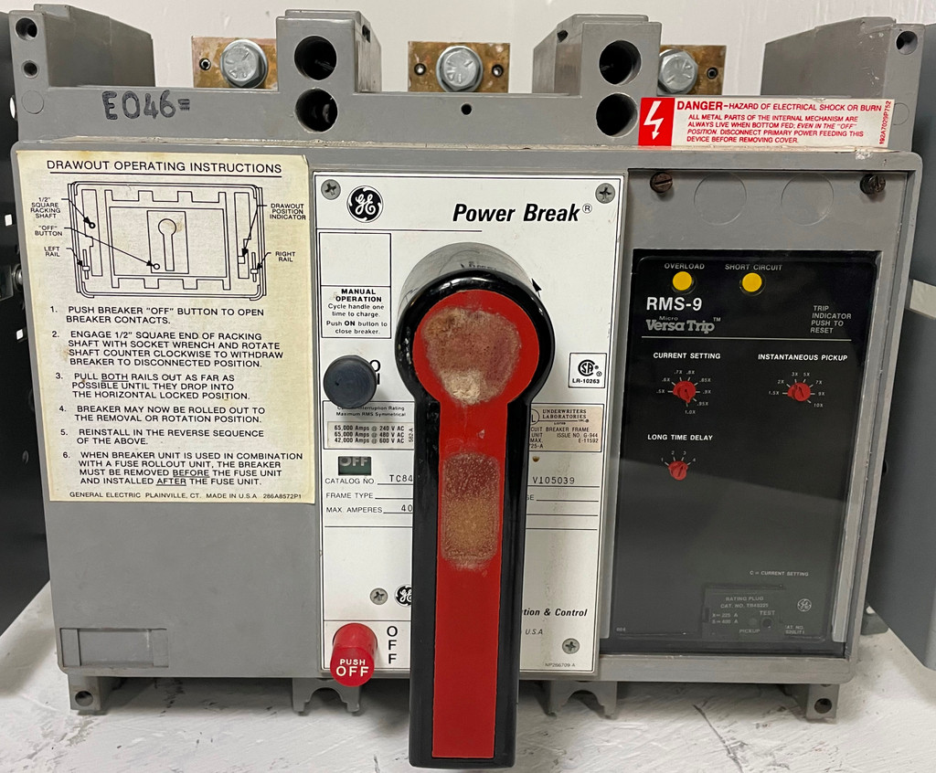 GE TC84SS 400A Power Break Circuit Breaker w/ 225 Amp Plug General Electric LI (EM4382-3)