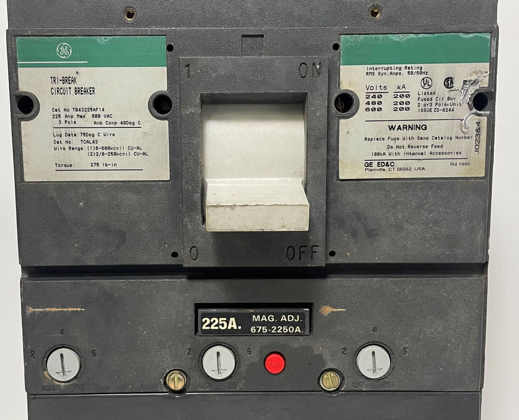 GE TB43225AF14 225A Tri-Break Circuit Breaker 225 Amp Trip 3P General Electric (EM4411-1)