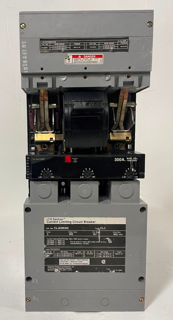 Siemens CLJ63B300 300A Current Limiting Circuit Breaker Type CLJ 3P ITE 300 Amp (EM4424-1)