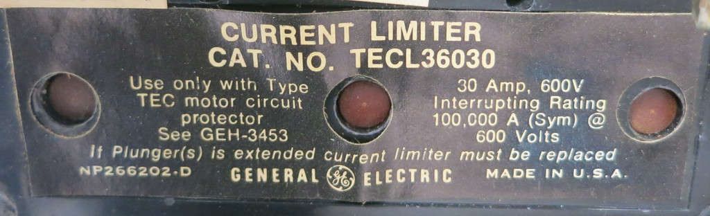 GE 8000  30 Amp TEC Breaker Size 1 CR206C0**AAVA Starter 12" MCC Bucket 30A TECL (BJ0122-1)