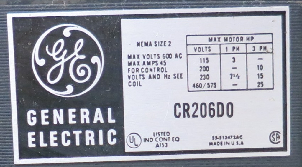 GE 8000 Size 2 Starter 30A Breaker 12" MCC Bucket 30 Amp CR206D0 TEC36030 TECL (BJ0124-3)