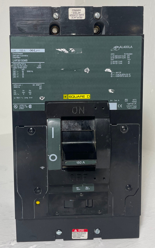 Square D LHP36150MB 150A Circuit Breaker Green Label 480/600V 3P LH150A 150 Amp (EM4536-1)