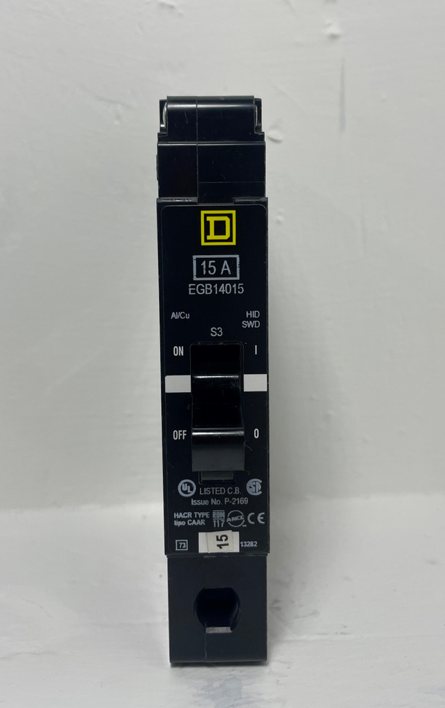 Square D EGB14015 15A Circuit Breaker 120/240/277 VAC 1 Pole 15 Amp P-2169 HACR (EM4540-1)