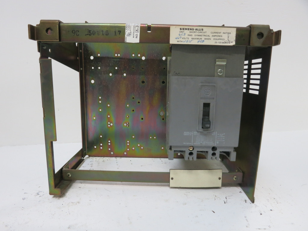 Siemens Marq 21 100A 12" MCC Feeder Bucket HFB3100 Breaker 100 Amp ITE (BJ0187-2)