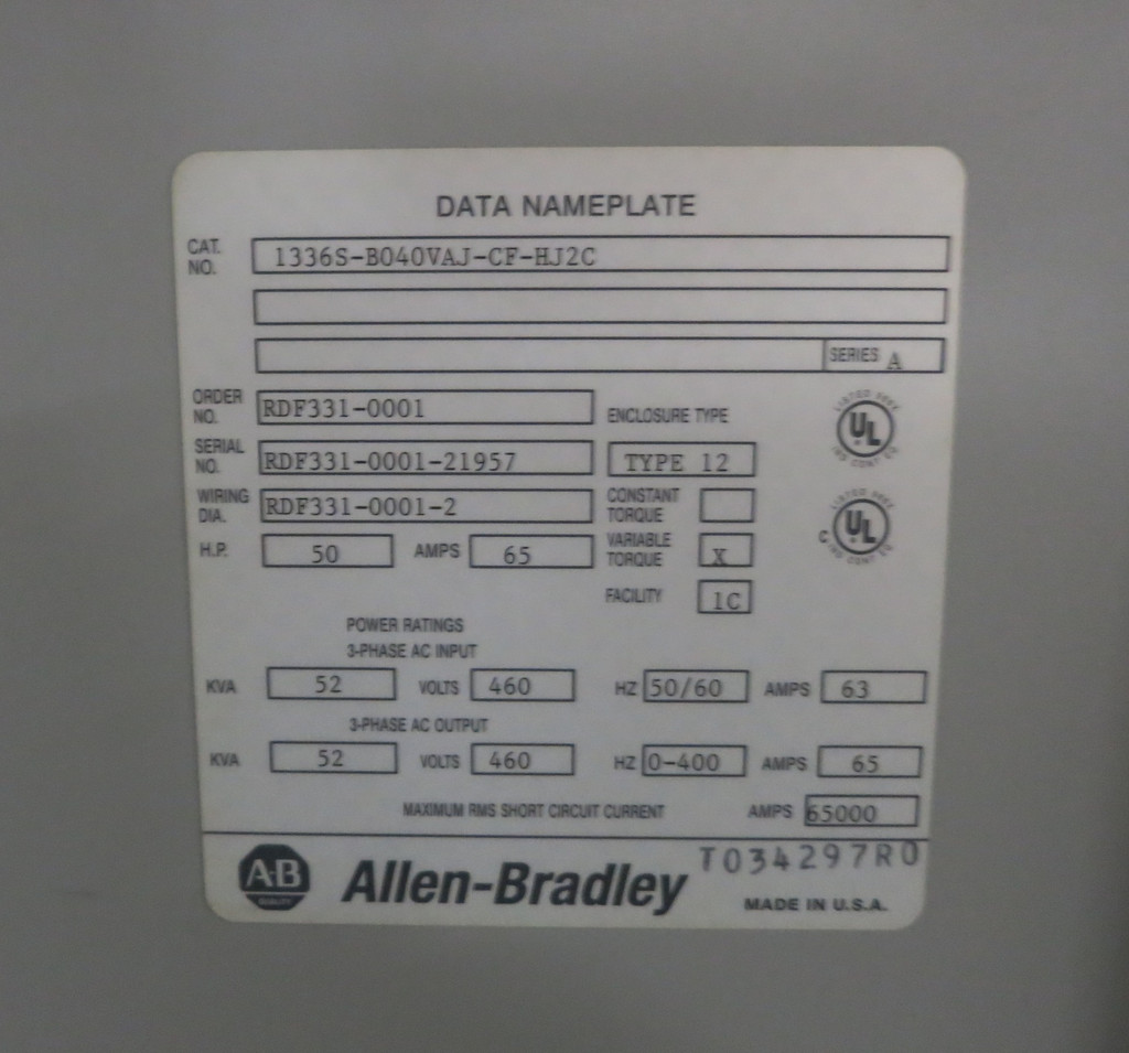 Allen Bradley 1336S-B040VAJ-CF-HJ2C 50 HP AC VS Drive 1336 Plus 1336SB040 (BJ0214-1)