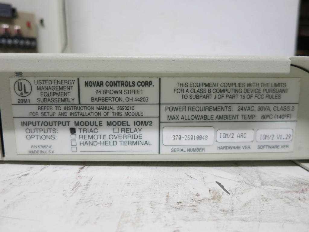 Novar IOM/2 Logic One V1.29 Input/Output Module Triac IOM2 BRO Transition Board (DW4973-1)