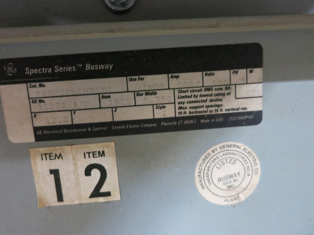 GE Spectra F4HC20LSNESBI 2000A 600V Busway Tap Box 3PH 4W 2000 Amp Bus Tapbox (DW5031-1)