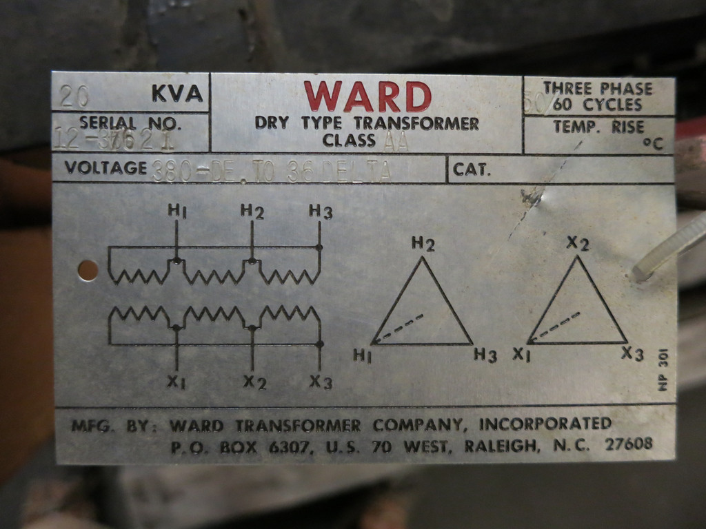 NEW Ward 20 kVA 380 Delta to 36 Delta V 3PH Dry Type Transformer Core 380V - 36V (DW5336-1)