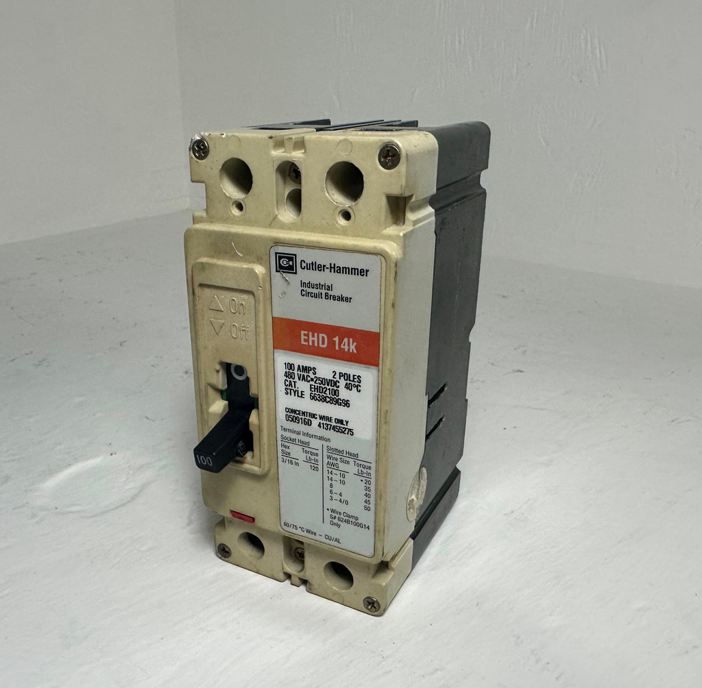 Cutler-Hammer EHD2100 100A Circuit Breaker Glossy Red 2 Pole 480 VAC 100 Amp 2P (EM4702-1)