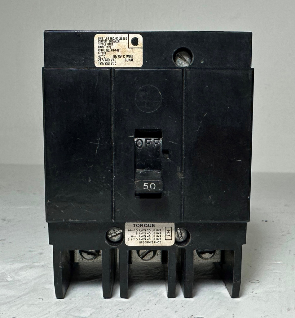 Challenger CH3050 50A 3P Circuit Breaker 480/277 VAC 3 Pole 50 Amp flaw (EM4720-1)