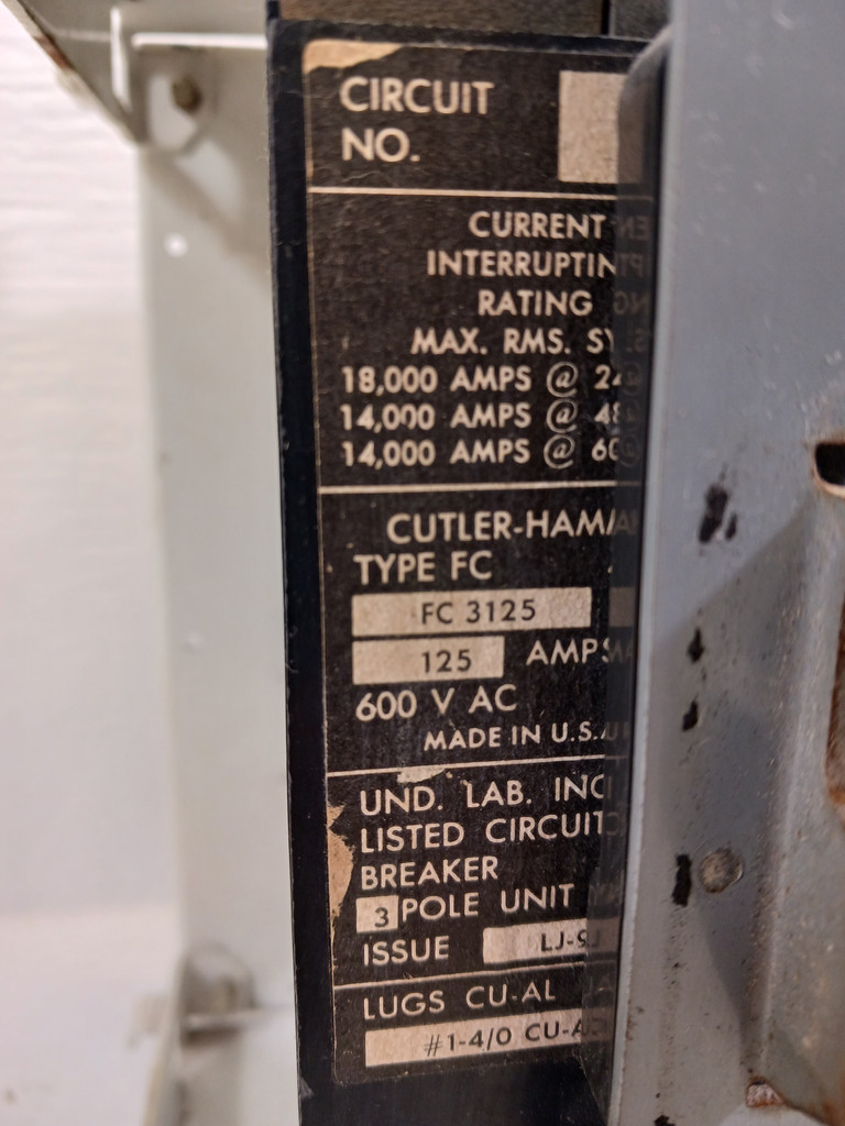 Cutler Hammer F10 Unitrol 2-Pole 125 Amp Breaker Type Feeder 12" MCC Bucket 125A (BJ0431-1)