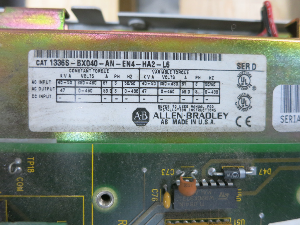 Allen Bradley 1336S-BX040-AN-EN4-HA2-L6 40 HP AC VS Drive 480V 40HP Ser D (DW5483-1)