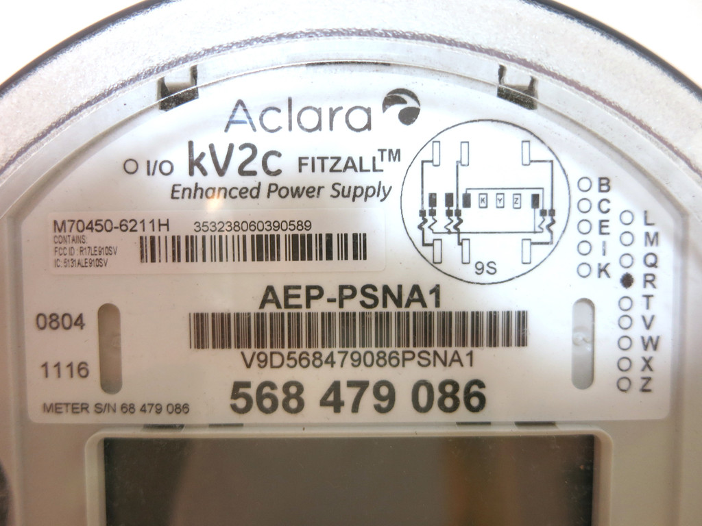 Aclara kV2c Electric Smart Meter AEP-PSNA1 FXUB66 M70450-6211H (DW5567-1)