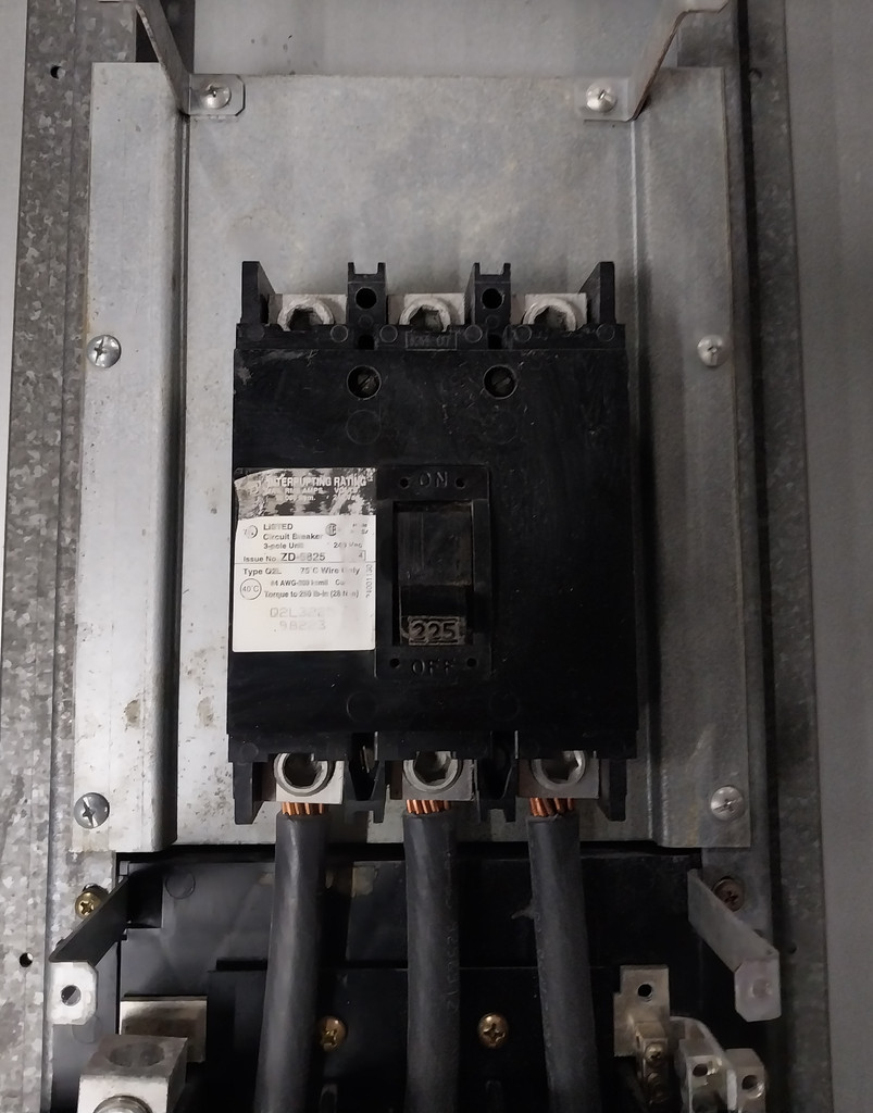 Square D 225A NQOD Panel Board 240V 3PH 4W Main Breaker 225 Amp (BJ0484-4)