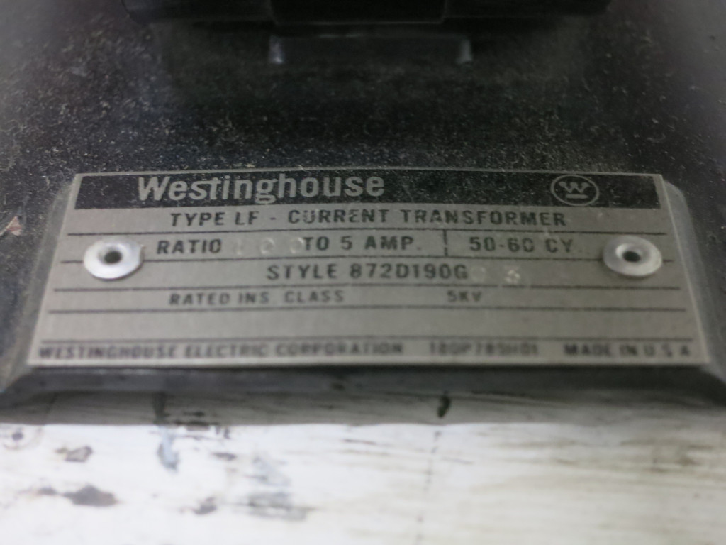 Westinghouse 872D190G03 Type LF Current Transformer Ratio 100:5A CT 100:5 Amp (DW5655-3)