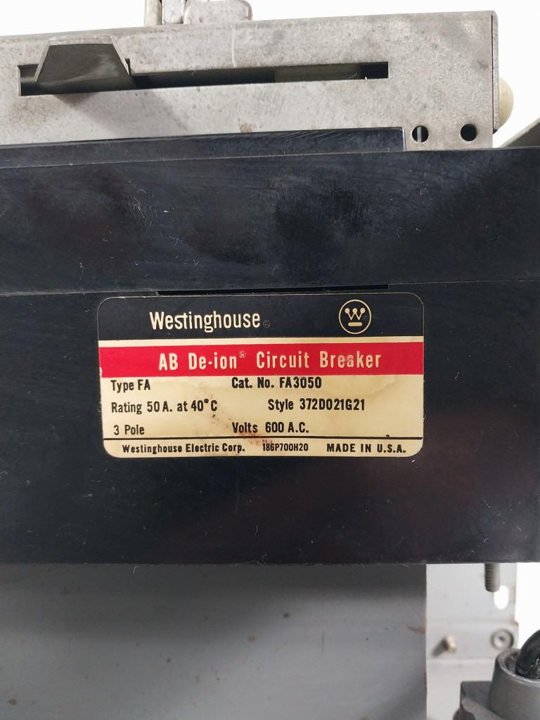 Westinghouse Type W 50 Amp 12" Breaker Feeder MCC Bucket MCCB 50A (BJ0549-1)