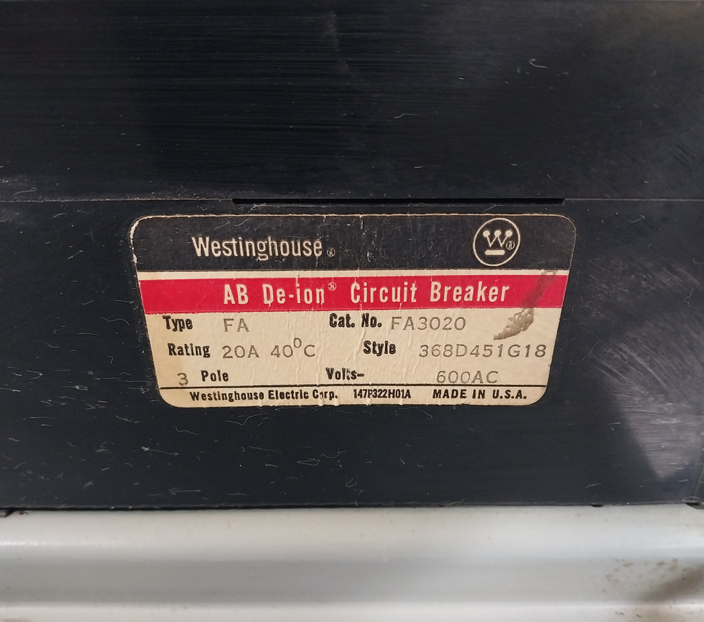 Westinghouse Type W 20 Amp Breaker Type Feeder MCC Bucket 12" 20A (BJ0559-4)