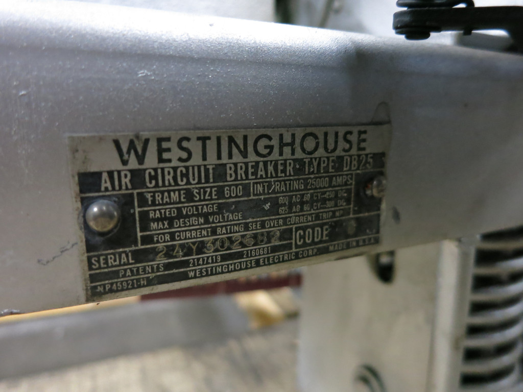 Westinghouse DB25 600A Air Circuit Breaker LSI RMS-9 Trip Unit TS20LSIT1 600 Amp (DW5829-2)