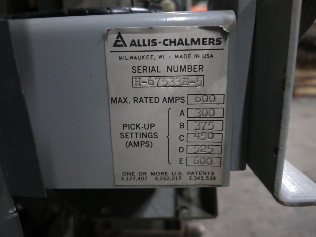 Allis-Chalmers LA-600F 600A Air Circuit Breaker Opti-Trip II RMS 600 Amp LA600 (DW5838-3)
