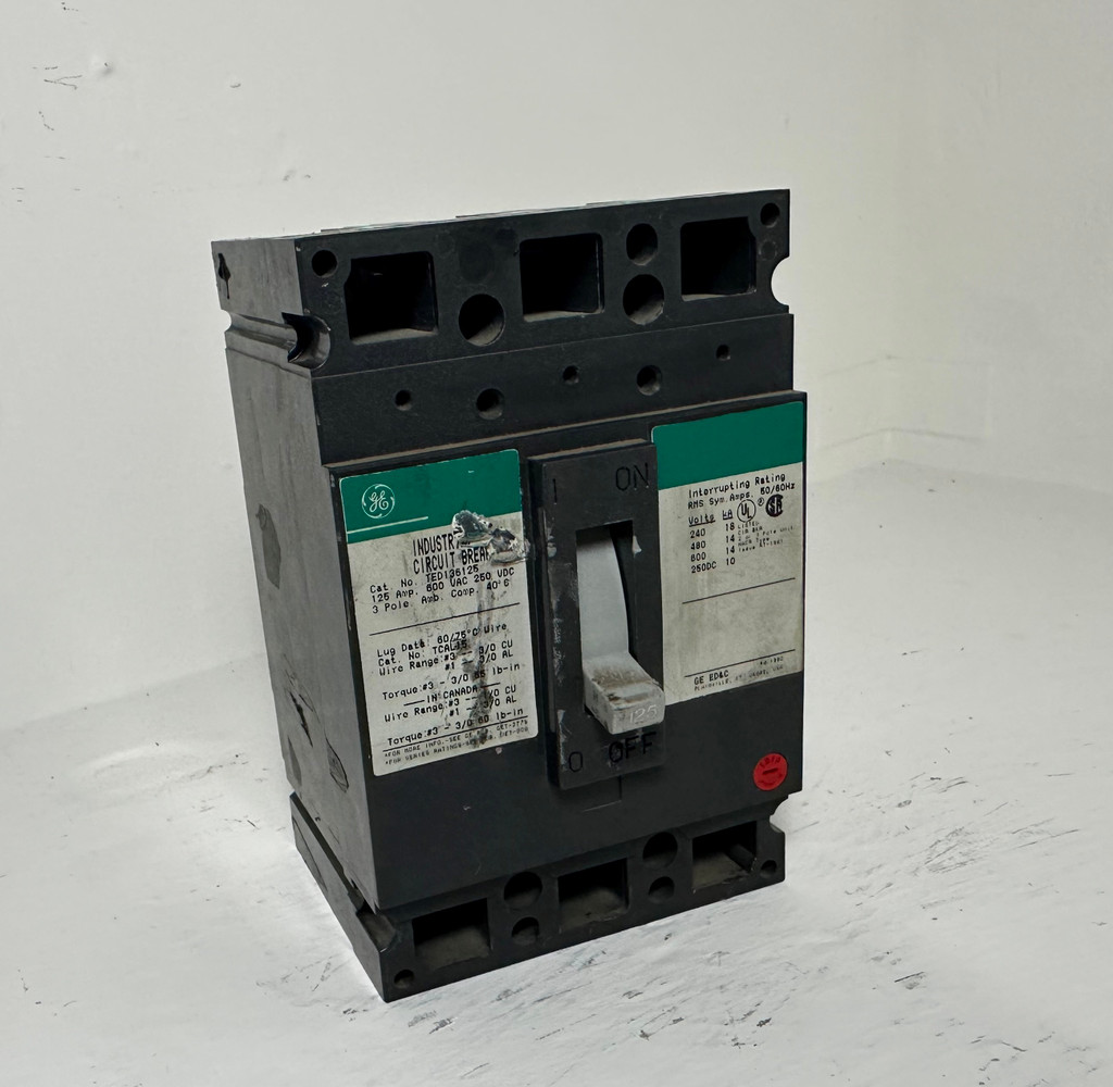 GE TED136125 125A Circuit Breaker Green Label 125 Amp General Electric bad label (EM4953-1)