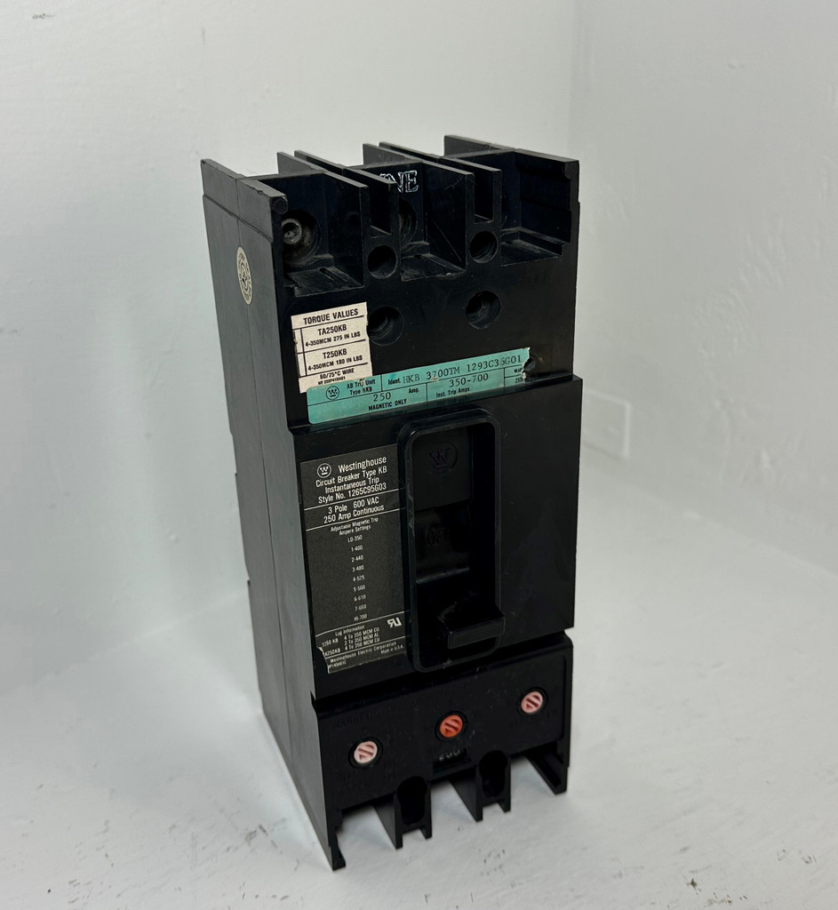 Westinghouse HKB3250F 250A Circuit Breaker w/ 250 Amp Trip 600V 3P KB HKB3700TM (EM4962-1)