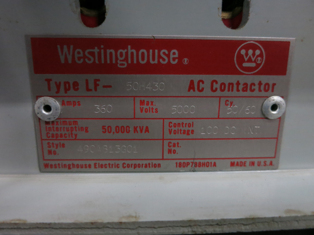 Westinghouse LF-50H430 360A 5000V AC Motor Contactor Ampgard 490A813G01 5kV (DW5949-2)