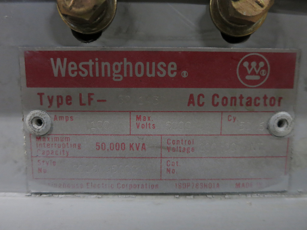 Westinghouse LF-50H1430 100A 5000V AC Motor Contactor Ampgard 2016A95G02 5kV (DW5968-1)