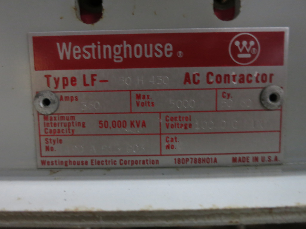 Westinghouse LF-50H430 360A 5000V AC Motor Contactor Ampgard 490A813G03 5kV (DW5970-1)