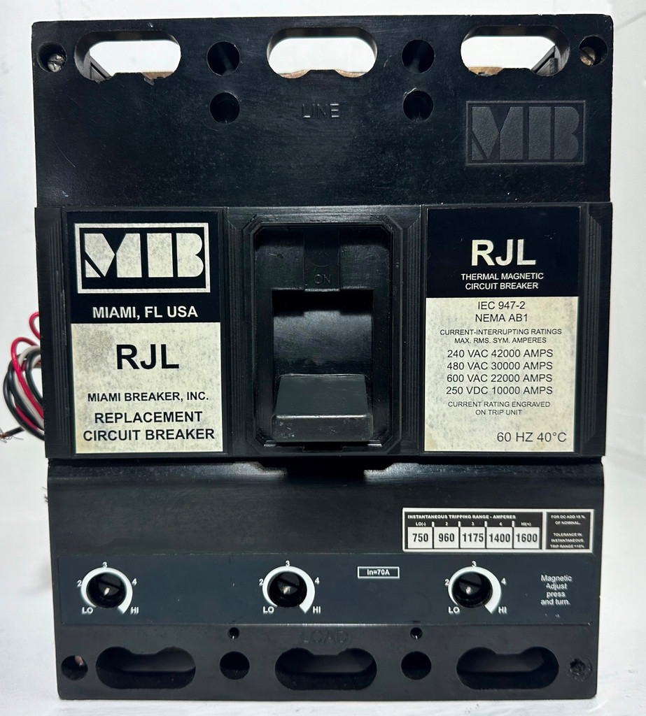 Miami MB RJL3B070 70A Circuit Breaker Replacement ITE w/ Aux JL3B070 RJL 70 Amp (EM5017-1)