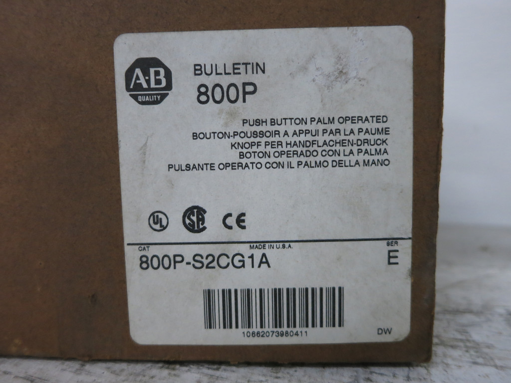 NEW Allen Bradley 800P-S2CG1A Push Button Palm Operated Ser E 800PS2CG1A (DW6079-2)