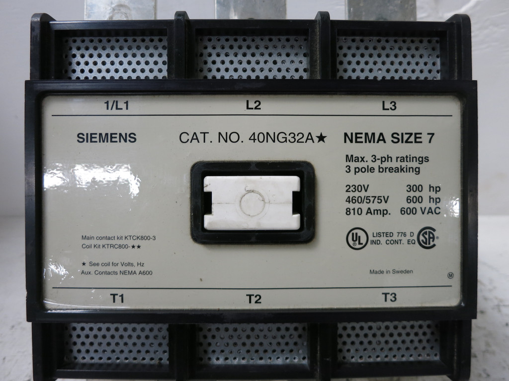 Siemens 40NG32A* Size 7 Motor Contactor 120V Coil 810A 600 HP 3PH (DW6088-1)