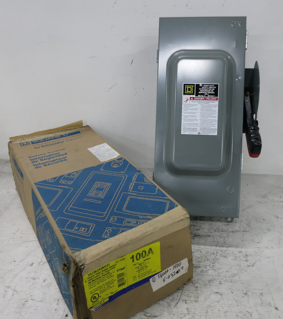 NEW Square D HU363AWKEI 100A 600V Non-Fused Safety Switch Disconnect 100 Amp 3R (DW6118-1)