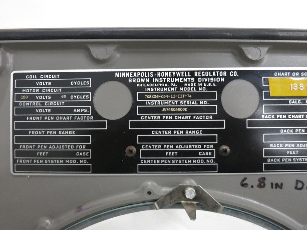 Honeywell 702X36-C54-II-III-74 Digital Circular Chart Recorder 120V Brown (DW6127-1)