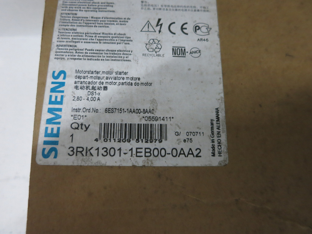 NEW Siemens 3RK1301-1EB00-0AA2 DS1-x Simatic Motor Starter ET 200S Brake Control (DW6197-1)