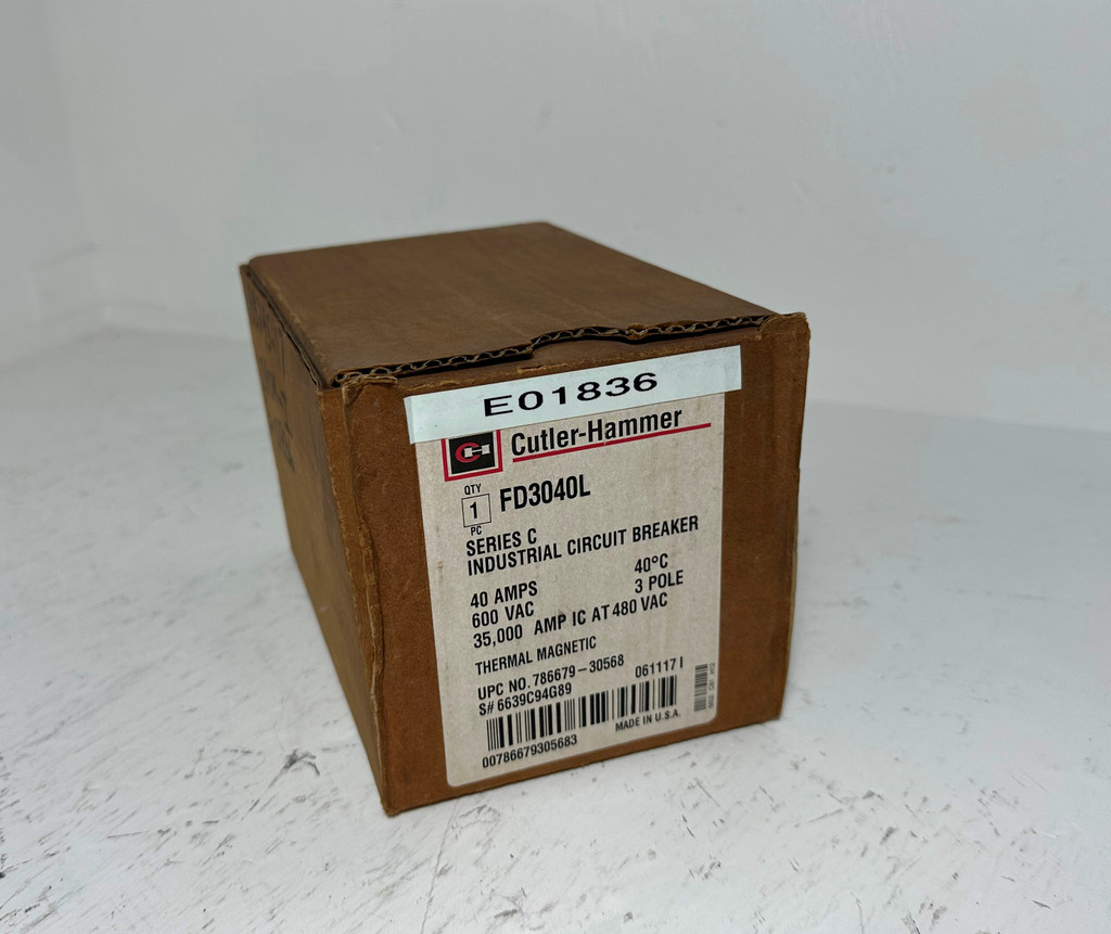 NEW Cutler-Hammer FD3040L 40A Circuit Breaker Glossy Red 600V FD3040 40 Amp NIB (EM5080-1)