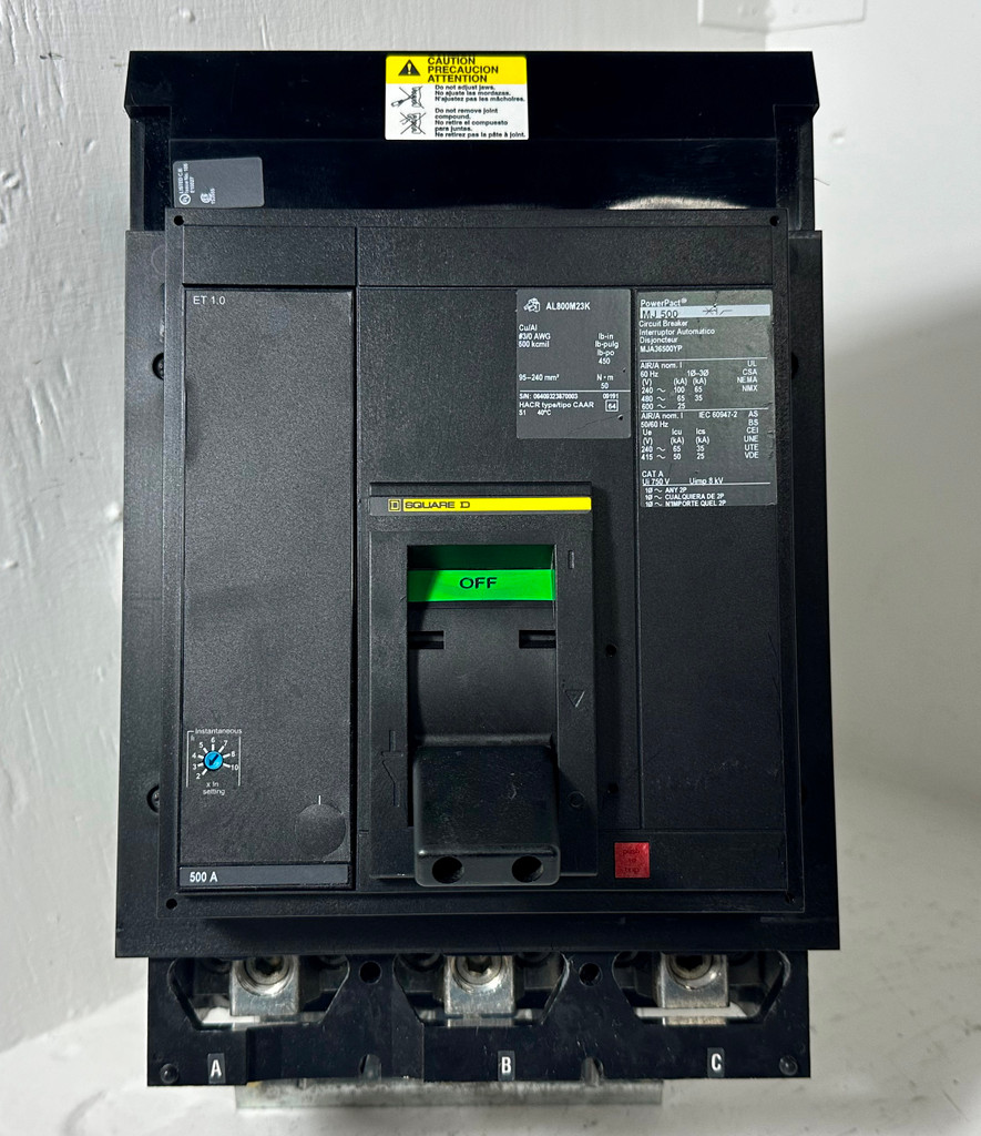 Square D I-Line MJA36500 MJ 500 Amp PowerPact Circuit Breaker 480/600V 3P 500A (EM5092-1)