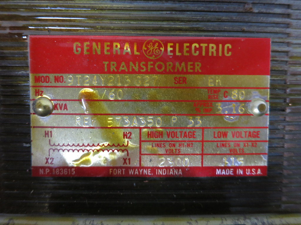 GE 1 kVA 2300 to 115 V 1PH Transformer 9T24Y213G27 2300V - 115V Control Single (DW6289-2)