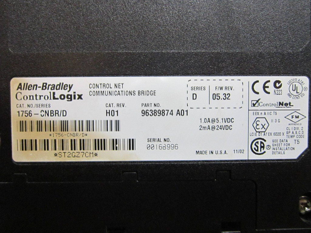 Allen Bradley 1756-CNBR/D ControlLogix ControlNet Comm Bridge Module AB 1756CNBR (EBI0223-11)