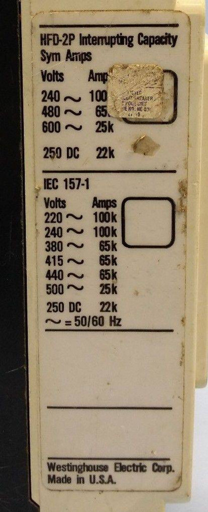 Westinghouse HFD2015 15A Series C Circuit Breaker Matte 480/600V 2 Pole 15 Amp (EBI0963-2)