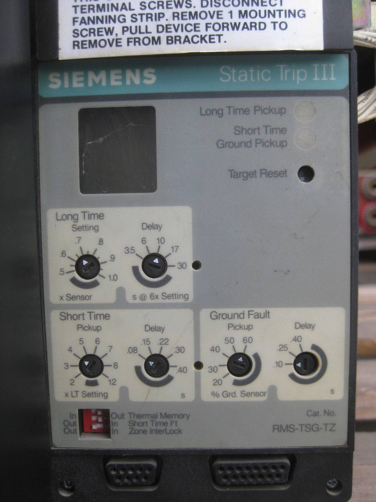 Siemens RLH-800 800A Frame/600A Sensor Breaker 600 A Static Trip III RMSTSGTZ (EBI3892-3)