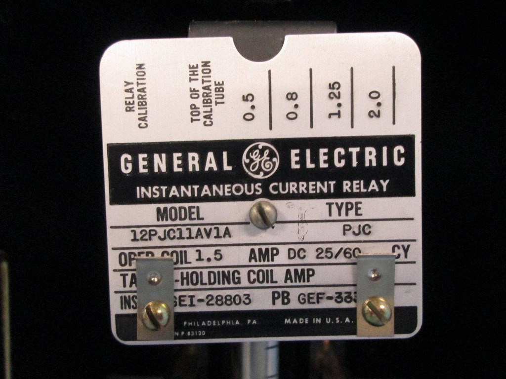 General Electric 12PJC11AV1A Instantaneous Current Relay PJC 60Hz GE Instant 25 (EBI2043-13)