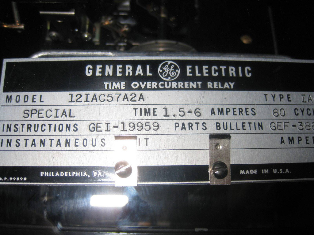 GE 12IAC57A12A Time Overcurrent Relay Special 60Hz 1.5-6Amp General Electric IAC (EBI1675-2)