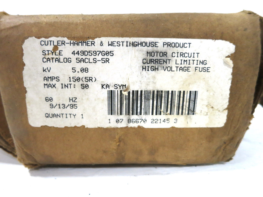 NEW Westinghouse 5ACLS-5R 5.08 kV 150A Current Limiting HV Fuse 150(5R) Amp (PM0023-1)