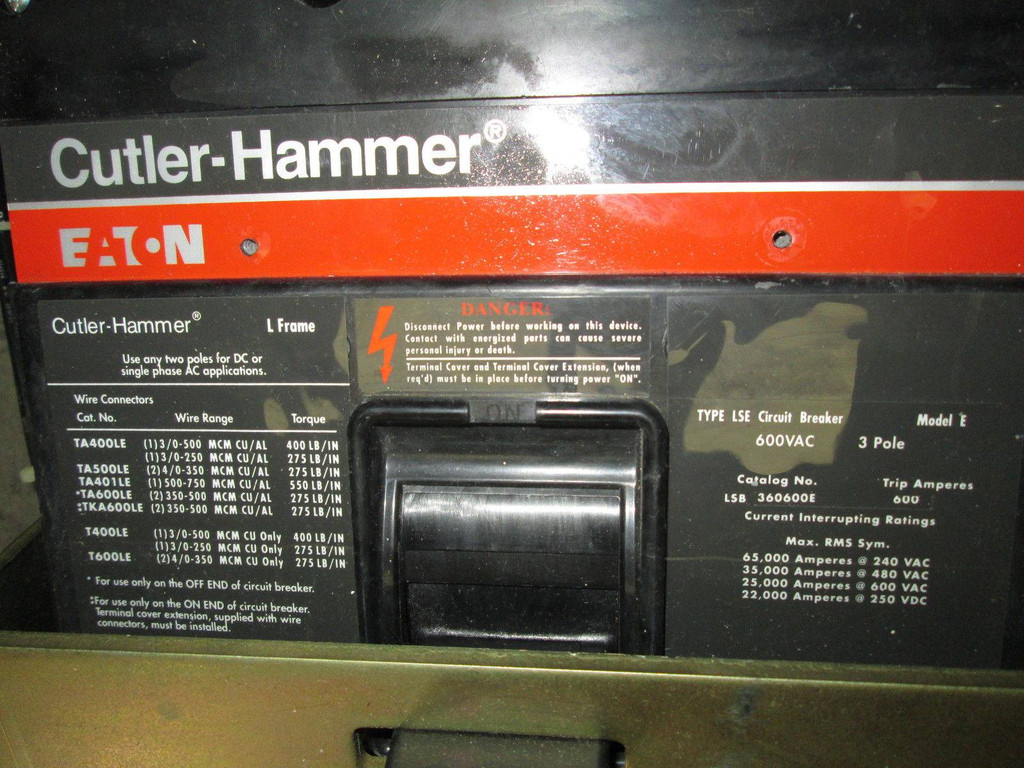 Cutler Hammer Unitrol 600 Amp Main Breaker 36" MCC Bucket MCCB LSB360600 (EBI1091-1)