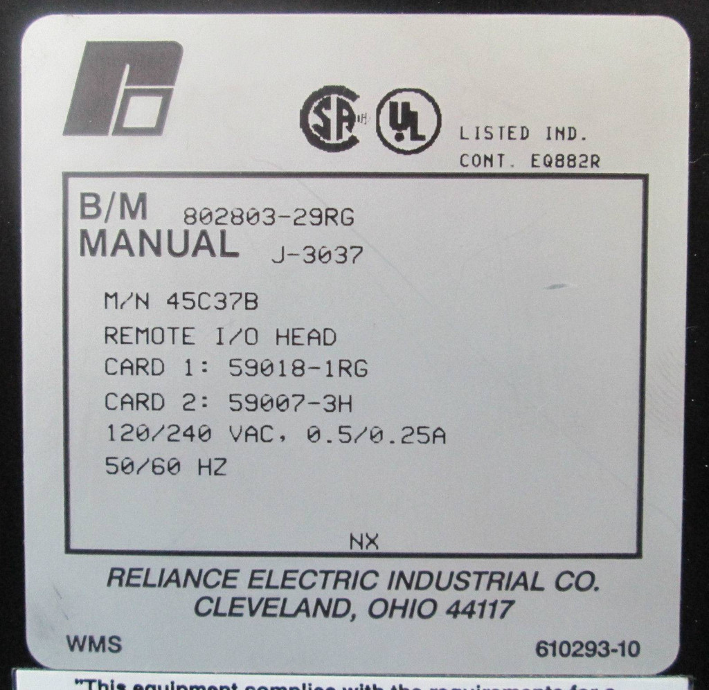 Reliance Electric 45C37B Remote I/O Interface AutoMate Module PLC 45C37 B (EBI3440-5)