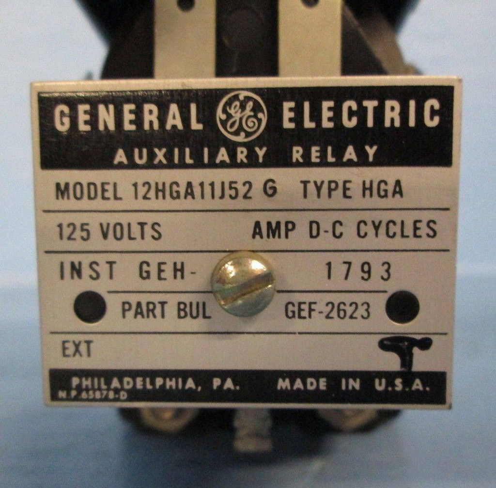 General Electric 12HGA11J52G Auxiliary Relay 12HGA11J52 G HGA Aux GEH-1793 GEF (EBI2024-20)