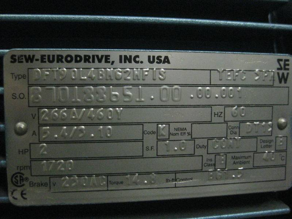 Sew Eurodrive R107R77D 2 HP Ratio:284 Gear Reducer NEW (EBI3644-1)