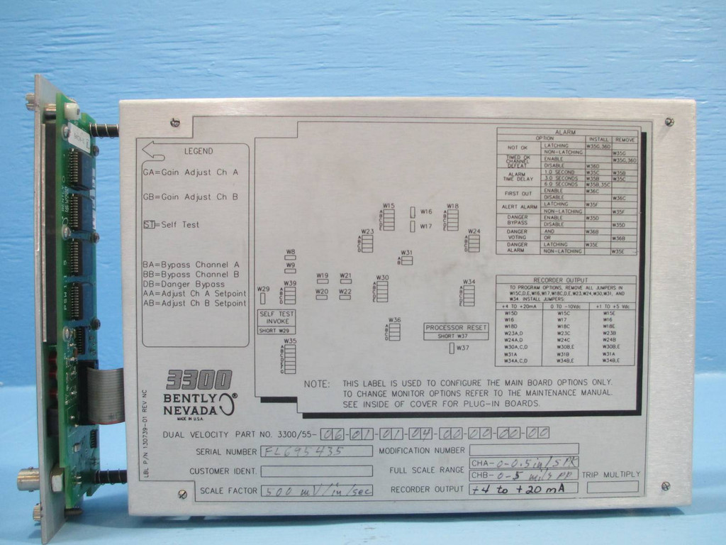 Bently Nevada 3300/55 Dual Velocity Monitor 3300/55-06-01-01-04-00-00-00-00 PLC (NP0027-2)