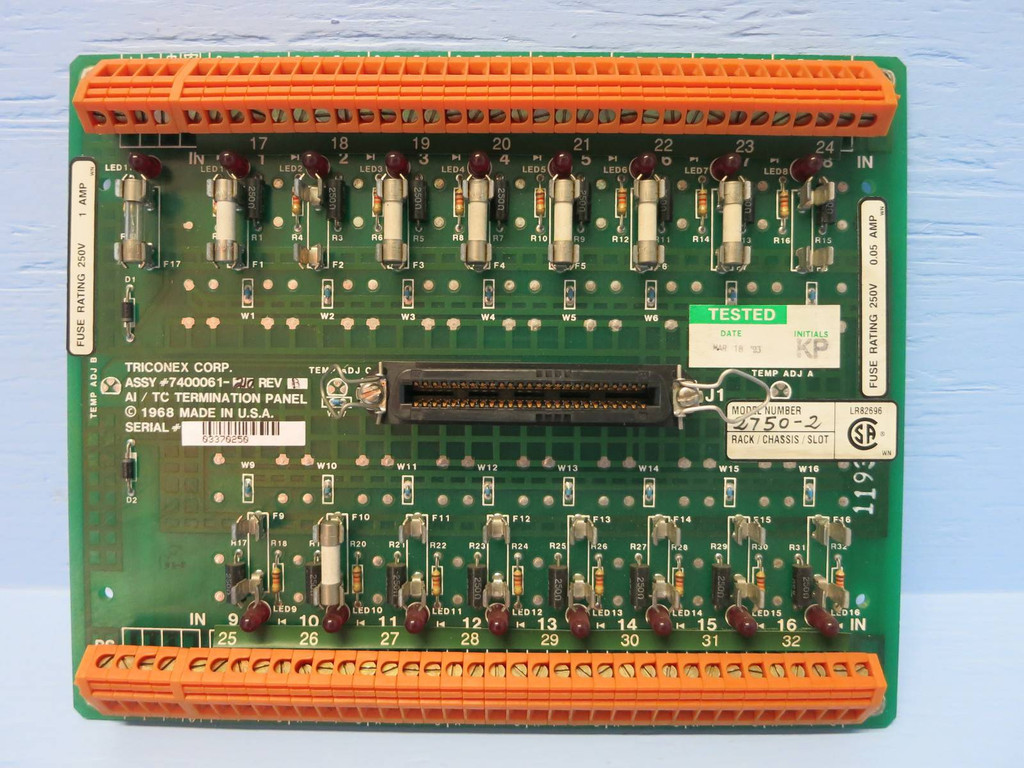 Triconex 2750-2 AI / TC Termination Panel PLC 7400061-210 27502 Circuit Board (PM0157-20)