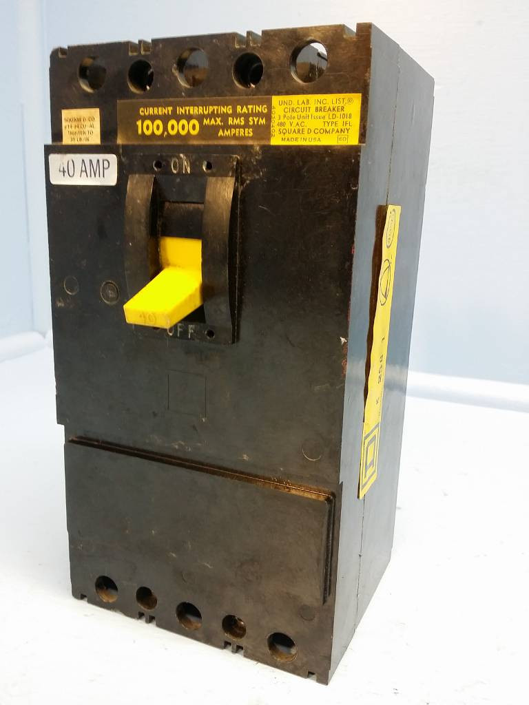 Square D IFL34040 40A Circuit Breaker Black 480V Type IFL-34040 100,000 40 Amp (EM0494-1)